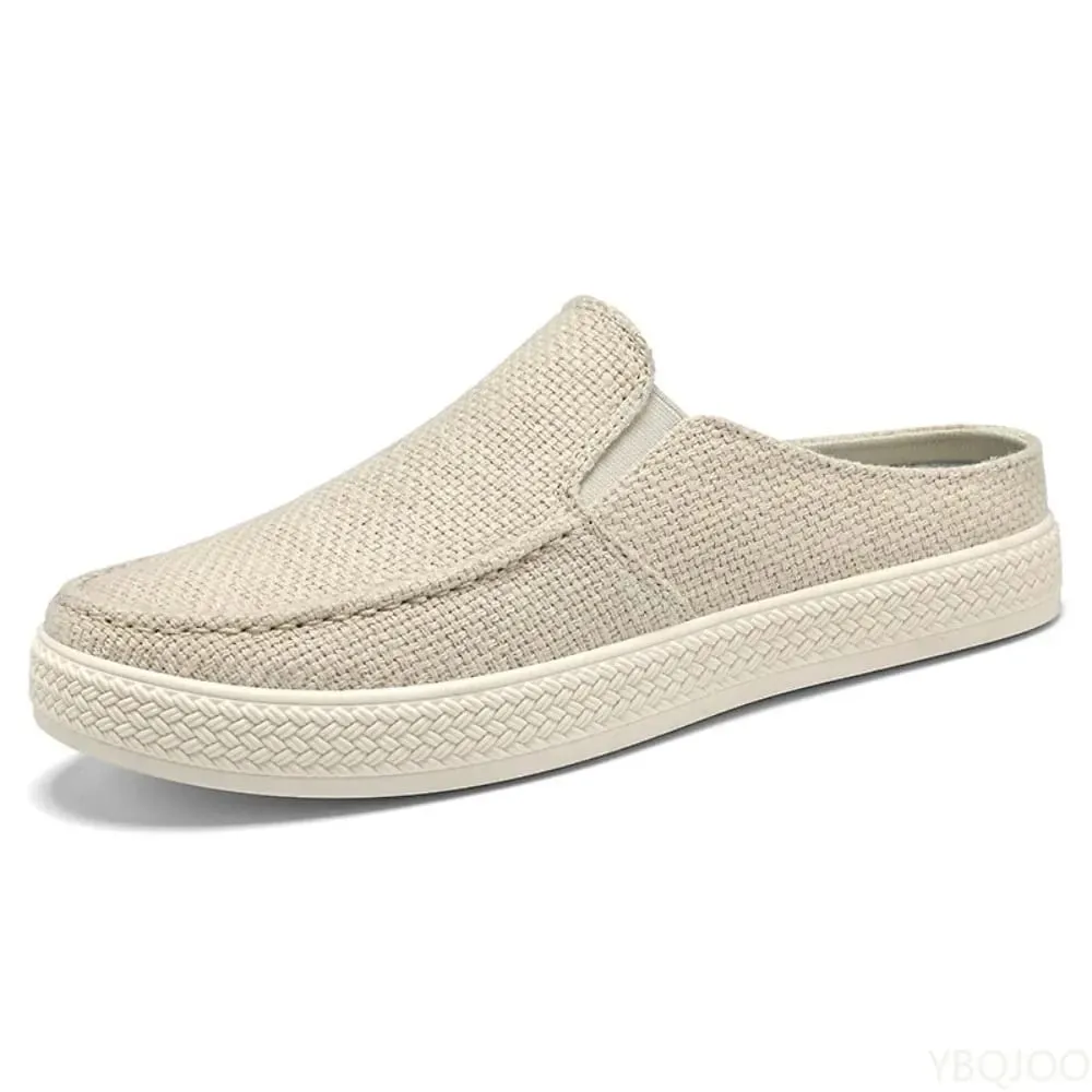 Summer breathable solid color versatile and comfortable one foot men's cloth shoes casual lightweight half drag loafers