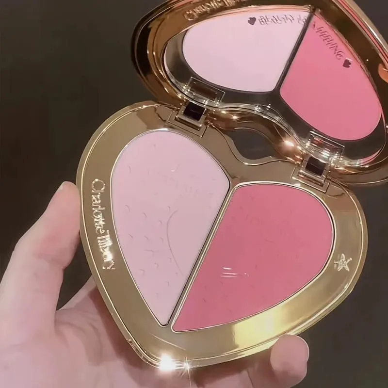 Charlotte Tilbury CT Two-color Heart-shaped Blusher Naturally High-gloss Liquid Powder Set Brightening Pearlescent Glow Powder