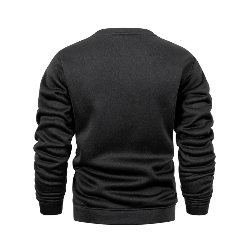 New Men's Sweater Spring Autumn Round Neck Long Sleeve Pullover Casual Sports Sweatshirt High Quality Solid Color Fleece Coat — image 6