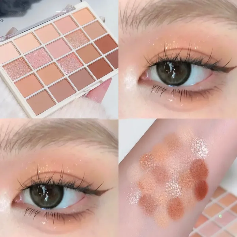 20-Color Warm Eyeshadow Palette – Romantic Smoky & Rose Tones Matte & Glitter High-Pigment Smudge-Proof Beauty Makeup