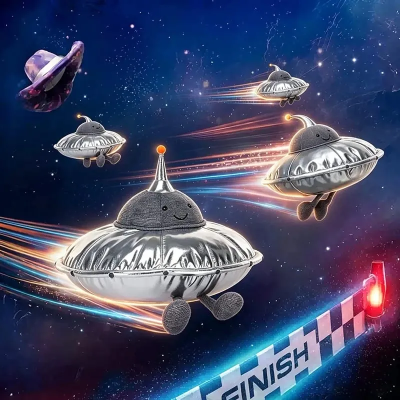 귀여운 UFO 플러시 베개 실버 메탈릭 비행 접시 박제 장난감 부드러운 외계인 우주선 플러시 쿠션 우주 테마 홈 장식 선물 — image 2
