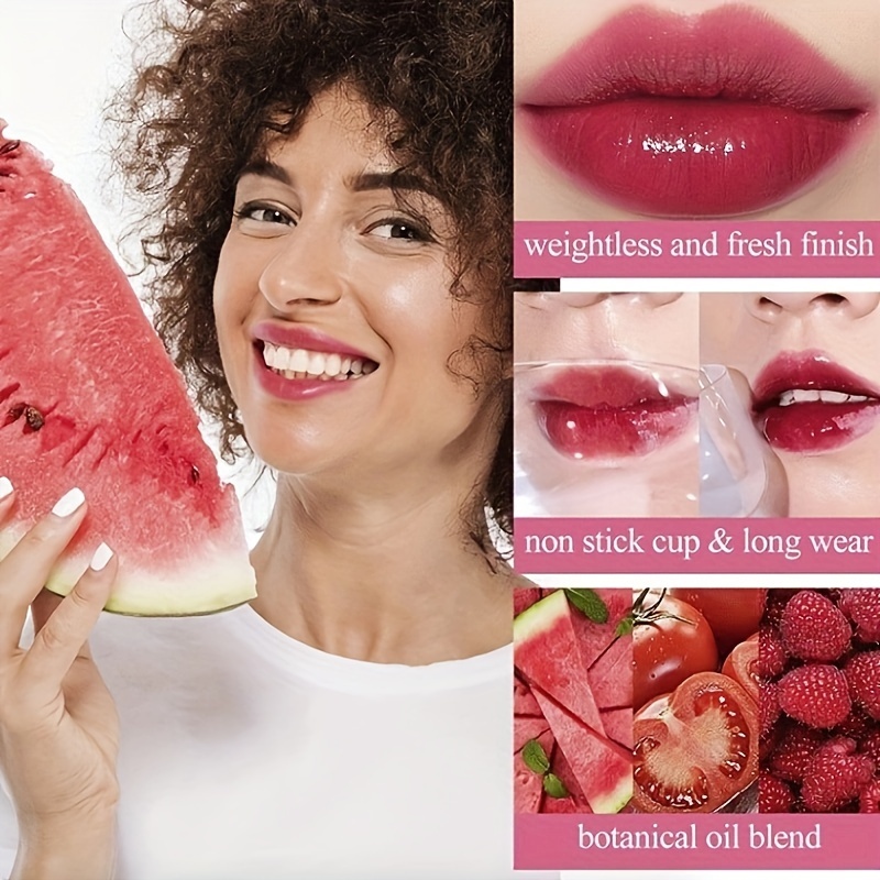 Fruity Lip Tint Water Gloss Tint Moisturizing Waterproof Liquid Lipstick Non-Stick High Pigment Long-Lasting Vibrant Colors
