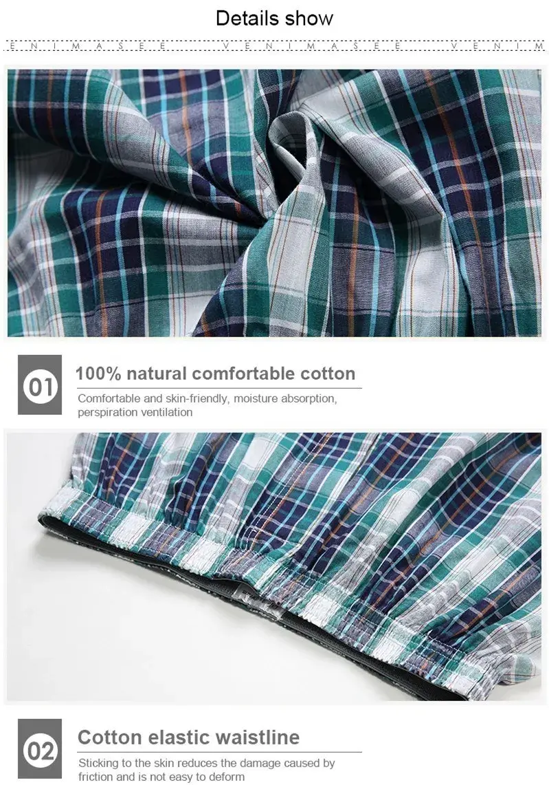 8PCS size M-9XL men's plus size boxer shorts men's square shorts men's casual summer beach underwear men's checkered underwear — image 8