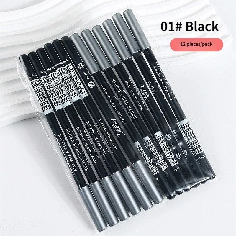 1/12Pc Waterproof Black Brown Eyeliner Pencils-Smudge-Proof Long-Lasting Beginner-Friendly Smooth High Pigmented Punk Eye Makeup