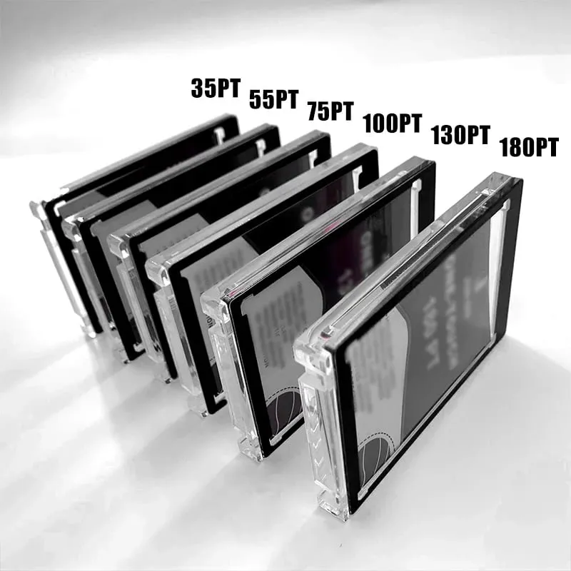 35-180PT Black Magnetic Trading Card Holders UV Protect For Sports Game Cards 100PT 130PT 180PT Material Jersey Card Case — image 5