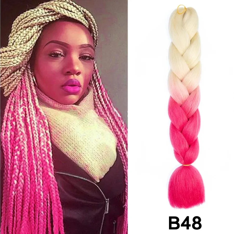 24 Inch Synthetic Jumbo Braid Pure And Ombre Braiding Hair Extensions For Women DIY Jumbo Hair Braids Black Green Gray Brown — image 50