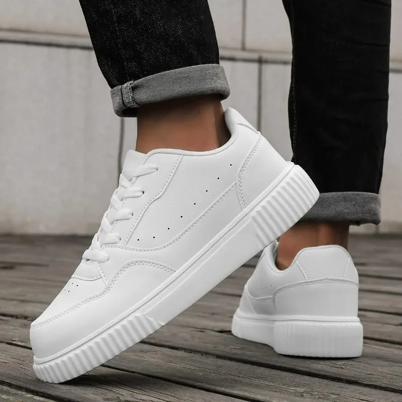 Unisex สีดำรองเท้าสเก็ตบอร์ดแพลตฟอร์มน้ำหนักเบา Minimalist รองเท้าผ้าใบผู้ชายผู้หญิงกีฬารองเท้าลื่นรองเท้าสเก็ตชายสบายๆ — image 3