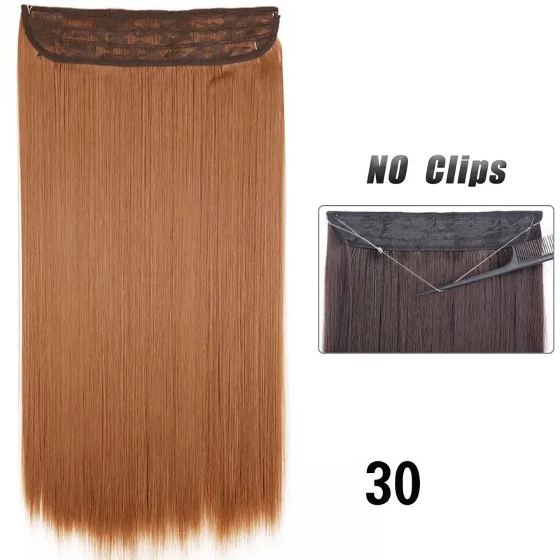 No Clips Hair Extensions Invisible Wire Long Straight Synthetic False Hair Piece 80cm Black Brown Blonde Hairstyle — image 27