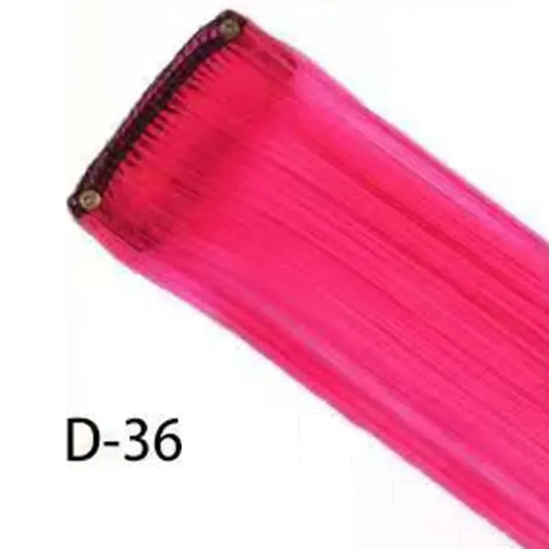 Synthetic 10Pcs colorful Hair Extensions Clip in Colored Party Highlights Extension for Kids Girls Long Straight Hairpiece — image 34