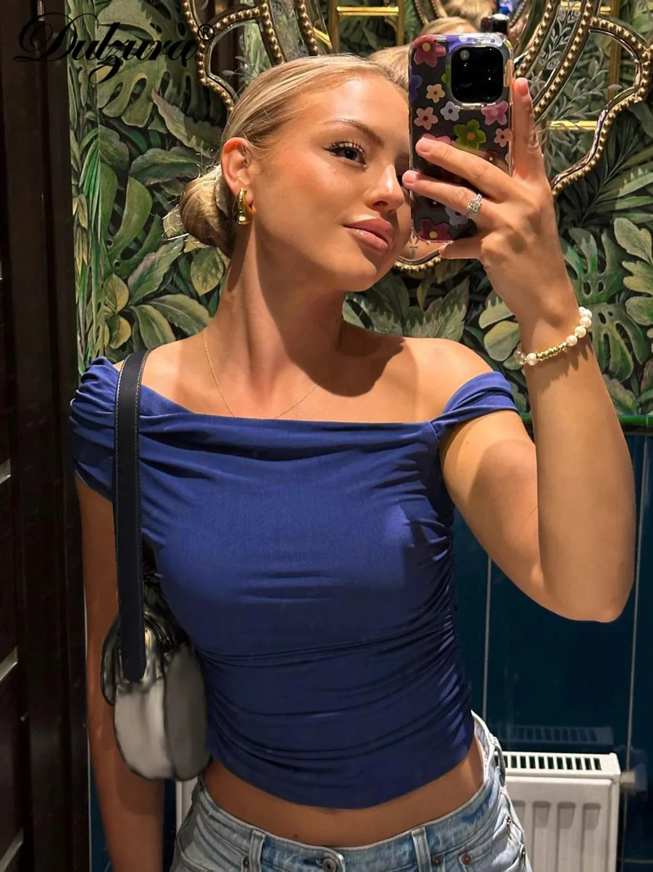 Dulzura Skew Collar Sleeveless Bodycon Ruched Tank Tops Women'S Solid Sexy Elegant Y2K Top Party Club Summer Outfit Wholesale — image 2