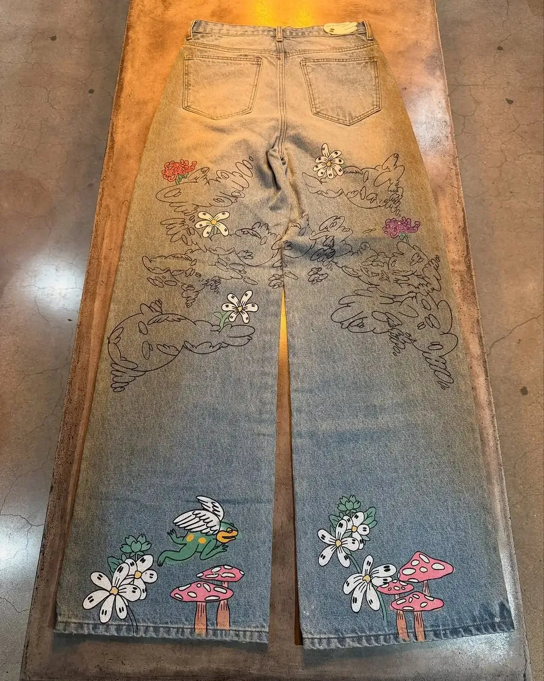 Y2K American Fashion Super Large Fun Pattern Printed Casual Jeans Hip Hop Gothic High Waist Wide Leg Pants — image 5