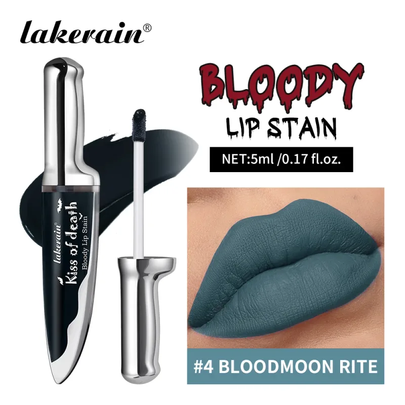 Halloween Matte Lip Stain Liquid Lipstick Dark Shades Lip Tint Smudge‑Resistant Lip Gloss Cosplay Party Long‑Wear Lip Makeup