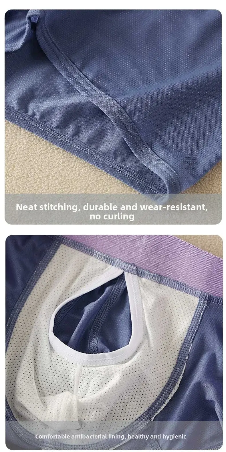 Ropa interior de seda de hielo de verano para hombre, Bóxer de secado rápido, pantalones cortos ligeros, transpirables, abertura lateral Separable, bragas no desmontables — image 12