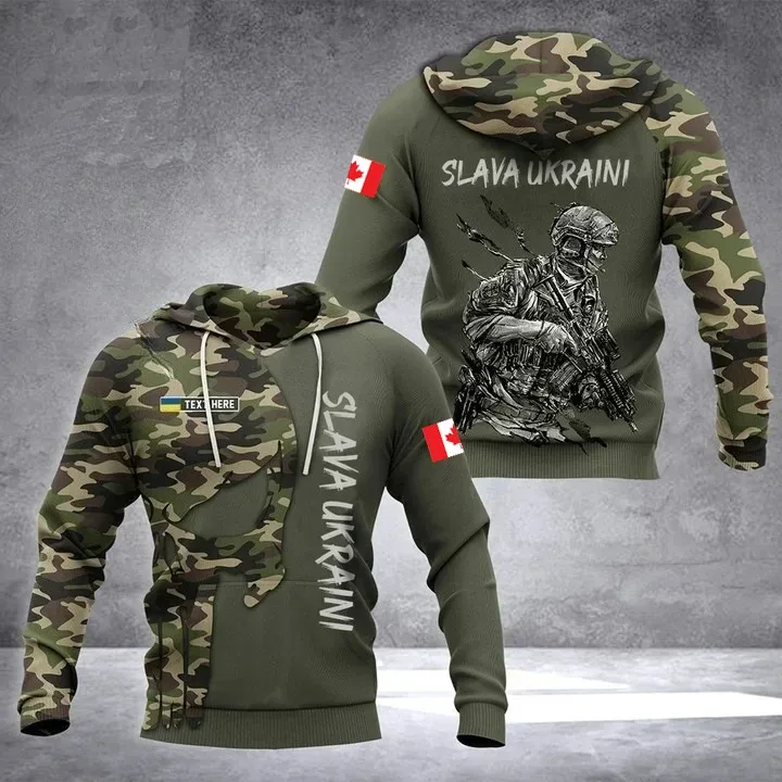 New Ukrainian national emblem Canada Flag Camo printed hoodies 3D Men Women casual pullover military hooded Sweatshirt clothing — image 12