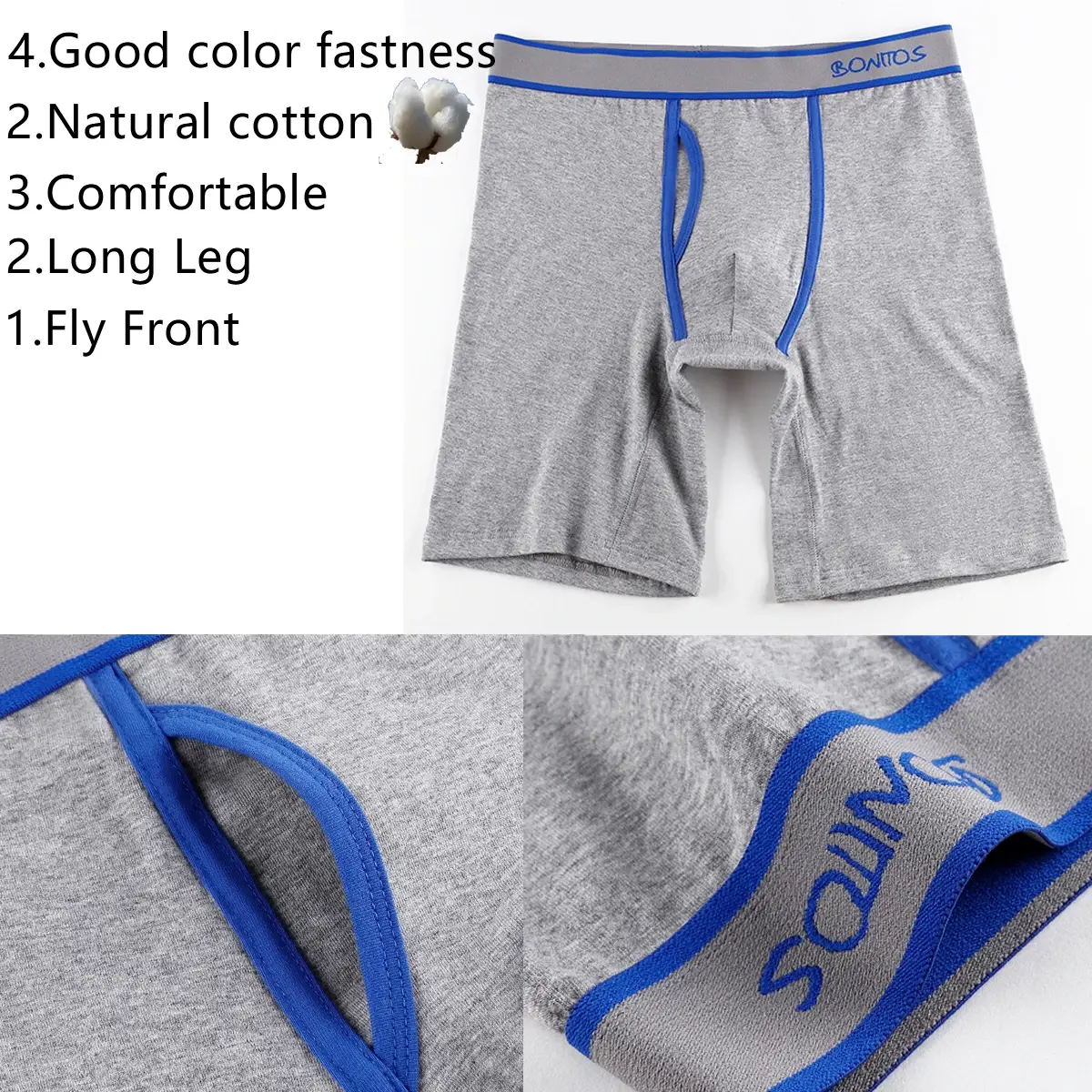 2pcs Pack ขายาวกางเกงขาสั้นผู้ชายกางเกงชุดกางเกง Homme Boxershorts ลื่นชุดชั้นในสำหรับชายผ้าฝ้ายชายเซ็กซี่ชุดกล่อง GYM — image 2