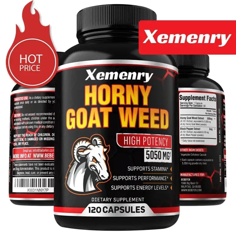 Men's Horny Goat Weed Capsules 5050 mg Formula Contains Black Pepper Extract — image 1