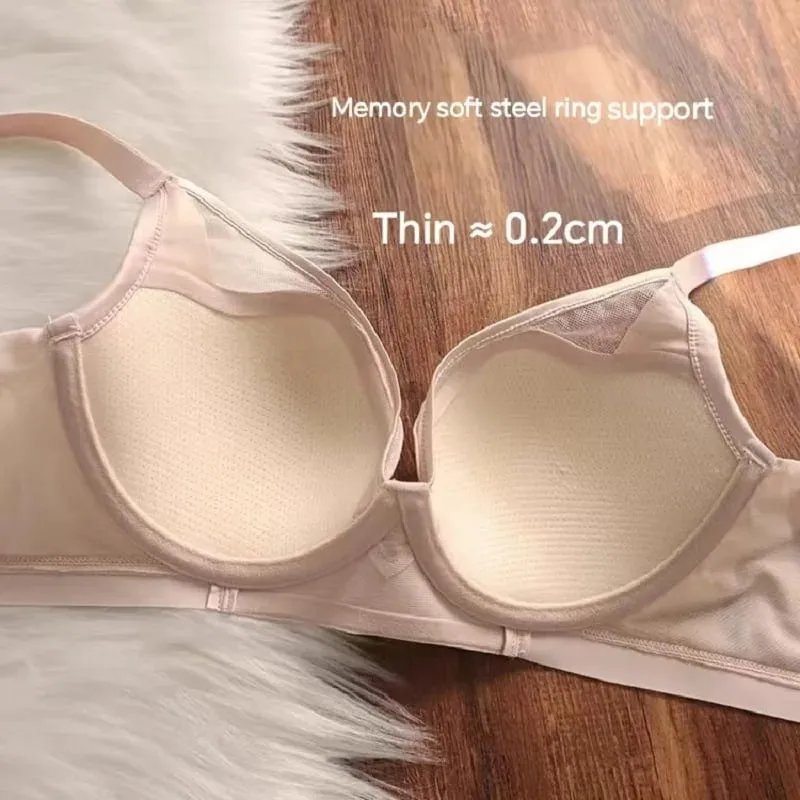 Plus Size Seamless Thin Push Up Lingerie For Women Large Breasts Look Smaller Anti-sagging Soft Underwire Bra — image 3