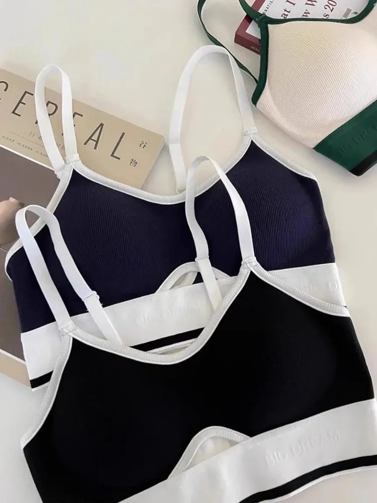 Seamless Sports Bralette Teens Wireless Anti-Sagging Thin Cup Small Chest Support Racerback Lightweight Bra Set lingerie