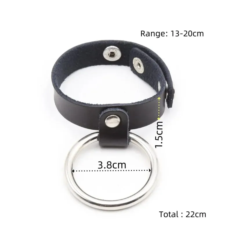 Multi Level Adjustable Semen Leather Cock Ring with Bondage Penis Loop for Men Dick Display Large Delay Ejaculation Sex Toys