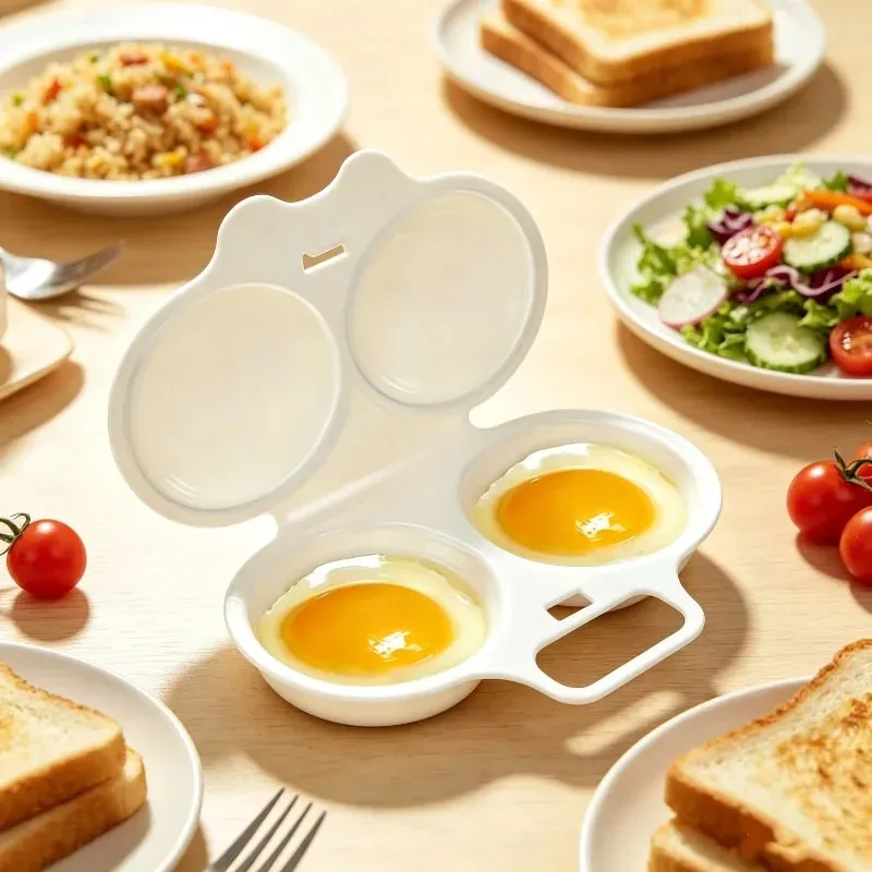 Cuiseur à œufs en plastique de qualité alimentaire, micro-ondes, moule de cuisine, facile à nettoyer, cuiseur à vapeur, boîte à œufs Portable résistante à la chaleur — image 3
