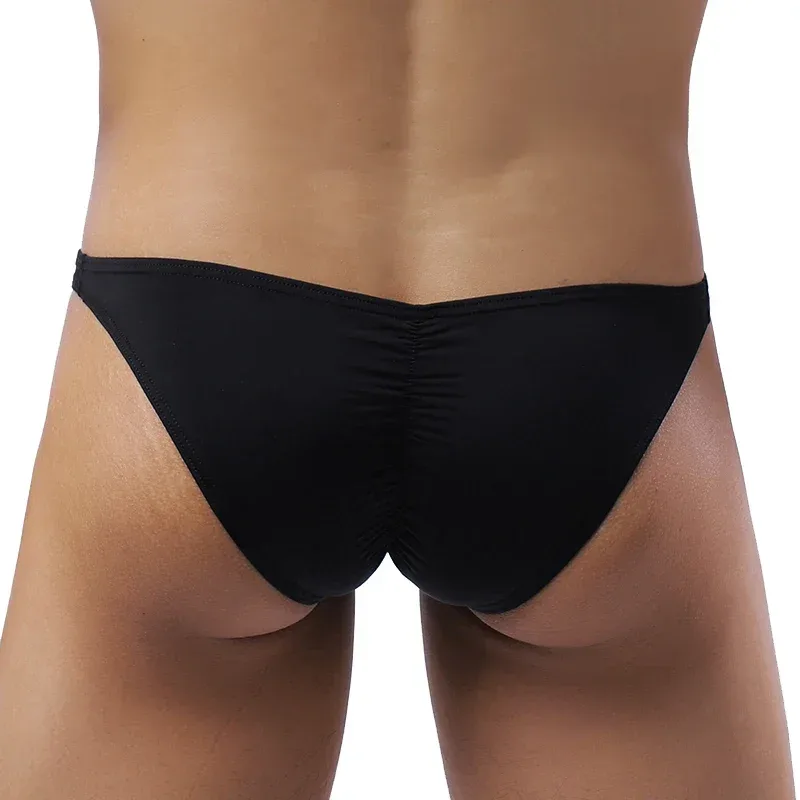 Sexy Men's Underwear Elastic Ice Silk Briefs Ultra-Thin Low Waist Panties — image 7