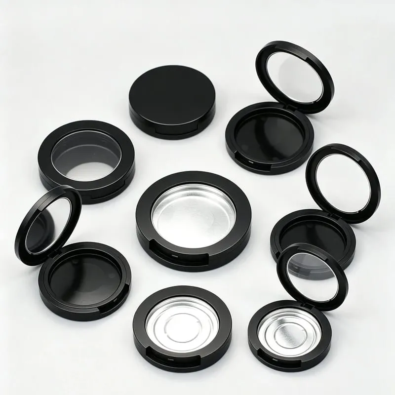 Harga Batch Untuk Warna Hitam Bentuk Bulat Plastik Kemasan Makeup Wadah Bedak Kompak Kosong Wadah Perona Pipi Bedak — image 1