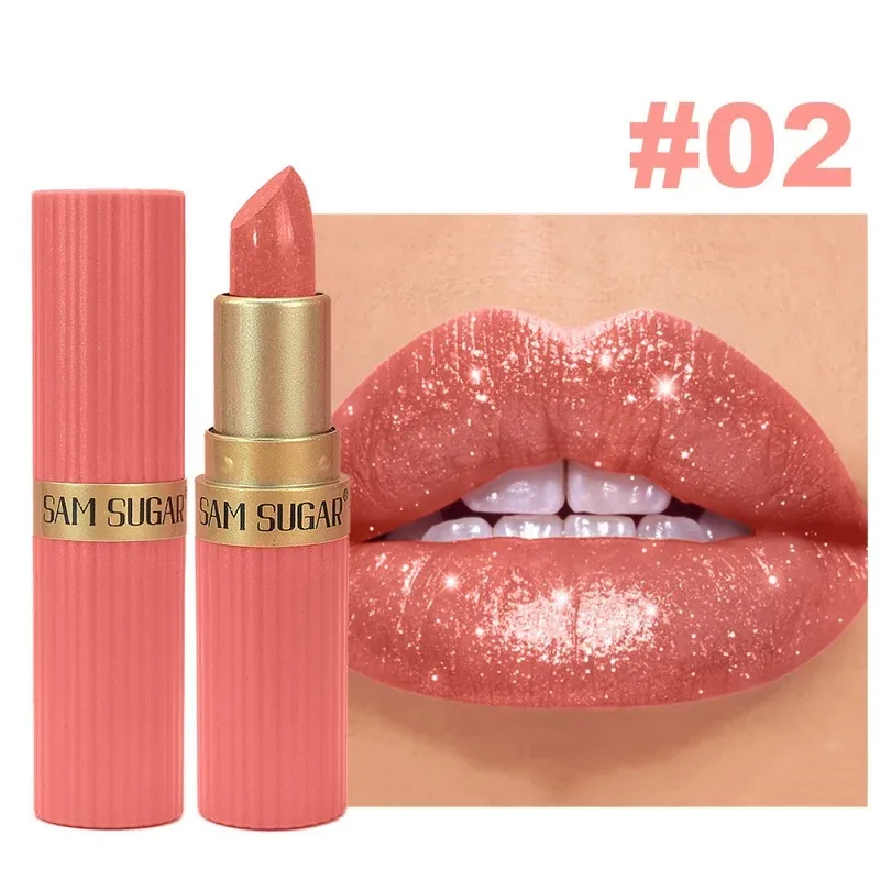 Metallic Velvet Lipstick Diamond Sparkle Pearlescent Fine Shimmer Waterproof Non Stick Cup Lip Makeup