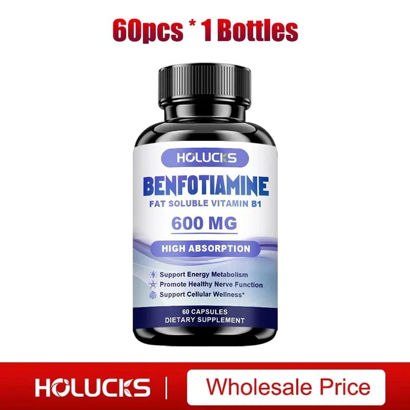 Benfotiamin 600 mg | Hervorragende Absorption von Vitamin B1 für Energiestoffwechsel und Nervengesundheit | 120 Kapseln Nahrungsergänzungsmittel