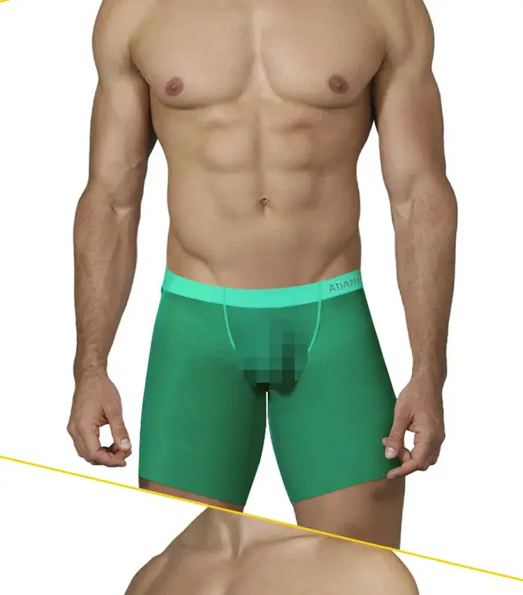 Sous-vêtements Ultra-fins pour hommes, Boxer Long, short rafraîchissant en soie glacée, sous-vêtements transparents pour Fitness, maille sans couture, 0.01mm — image 7