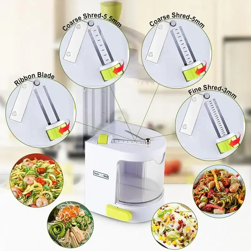 Vegetable Spiralizer 4-IN-1 Rotating Blade Veggie Spiralizer Zucchini Noodle Maker with Suction Cup Vegetable Cutter Slicer — image 2