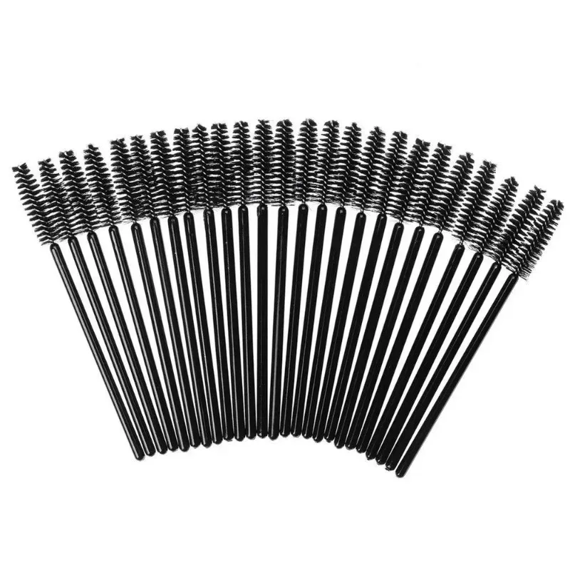 100 Black Disposable Mink Eyelashes Mini Brushes Mascara Applicators Lashes Makeup Brush Beauty Tools — image 2