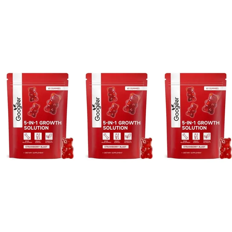 Googeer Solution de croissance 5 en 1 Gummies pour le développement osseux et le soutien de la taille Vitamine D3 K2 Calcium Strawberry Blast 60 Gummies — image 10