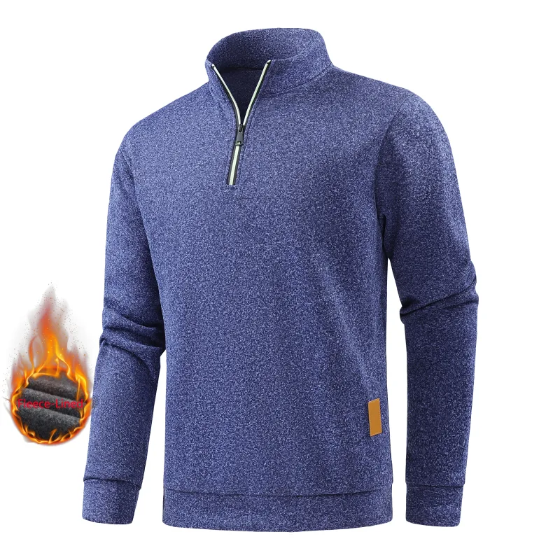 Autumn Men's Half-Zip Sweatshirts Long-Sleeved Solid Color Pullovers Turtlenecks Streetwear Winter Warm Jackets Sports Coat