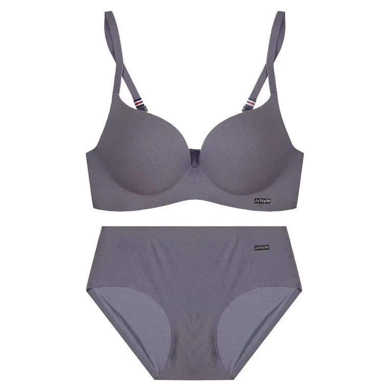 Wireless Ice Silk No Steel Ring Seamless Bra Set Women Push Up Bra Beautiful Back Sexy Bra Underwear Comfortable Seaml — image 9