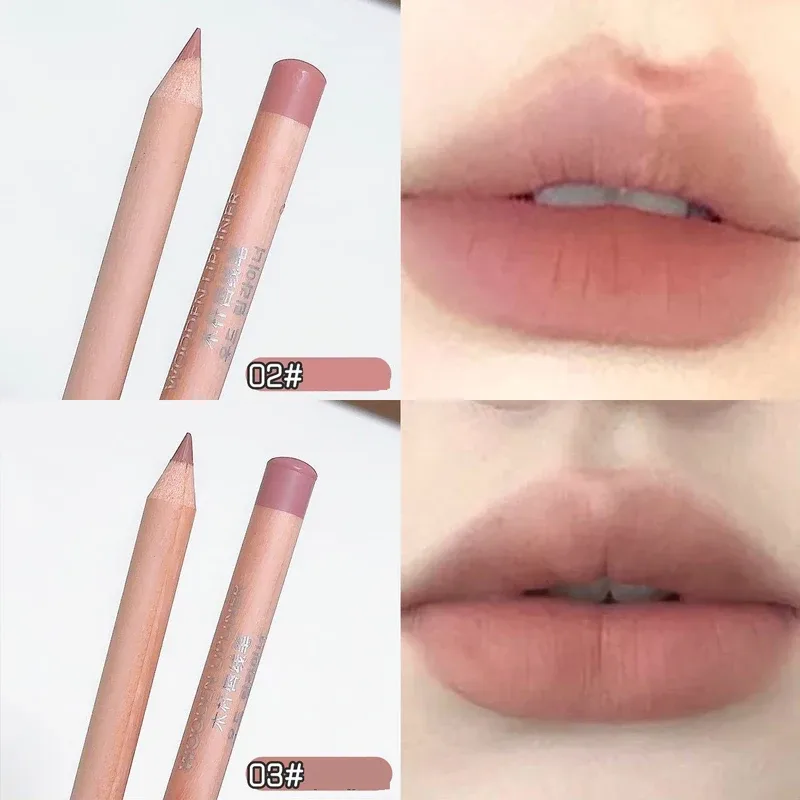 Wooden Matte Lip Liner Pencil Long Lasting Waterproof Nude Low Saturation Lip Pencil Natural Contour Lip Makeup for Beginners — image 9