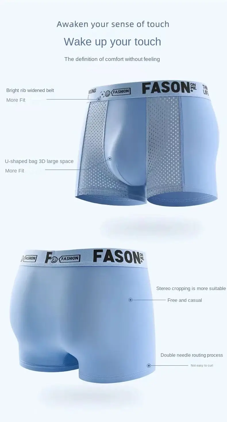 1pcs Mesh Ice Silk Boxer Shorts Men's Underwear FASQM Underpants Breathable Sexy Slim Panties Bamboo Lingerie Plus Size L-6XL — image 26