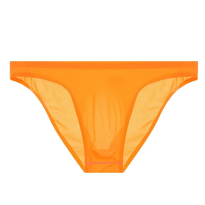 Męskie lodowy jedwab bezszwowa ultracienka bielizna przezroczysta szybkoschnąca seksowna sakiewka figi męskie bezszwowe oddychające majtki kalesony