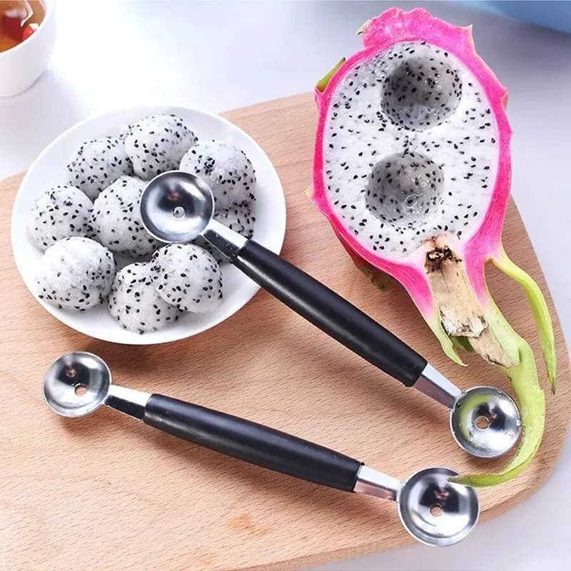 Fruit Spoon Digging Double Headed Stainless Steel Portable Multifunctional Melon Baller Scoop DIY Fruit Platter Ball Tool TMZ — image 7