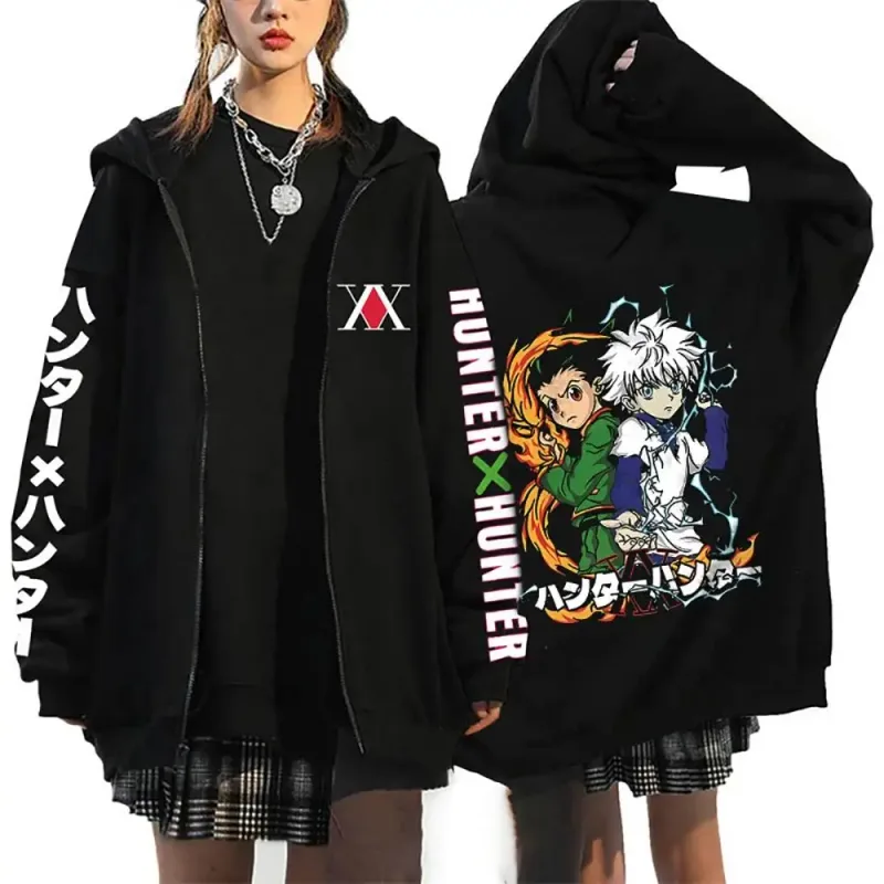 Unisex Anime Hunter X Hunter Killua Zoldyck Gon Print Hoodie Zip Hoodies Loose Casual Streetwear Men And Women Classic Simple — image 5