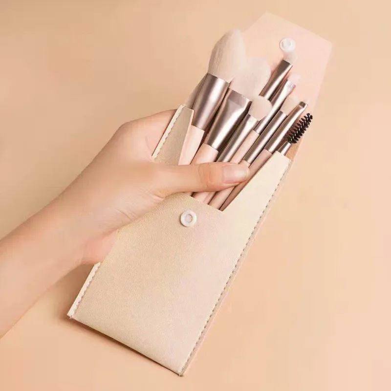 8 stk Mini Macaron bløde makeup børster sæt Bærbare begyndere skønhedsværktøjer til blush øjenskygge Komplet kosmetisk børstesæt