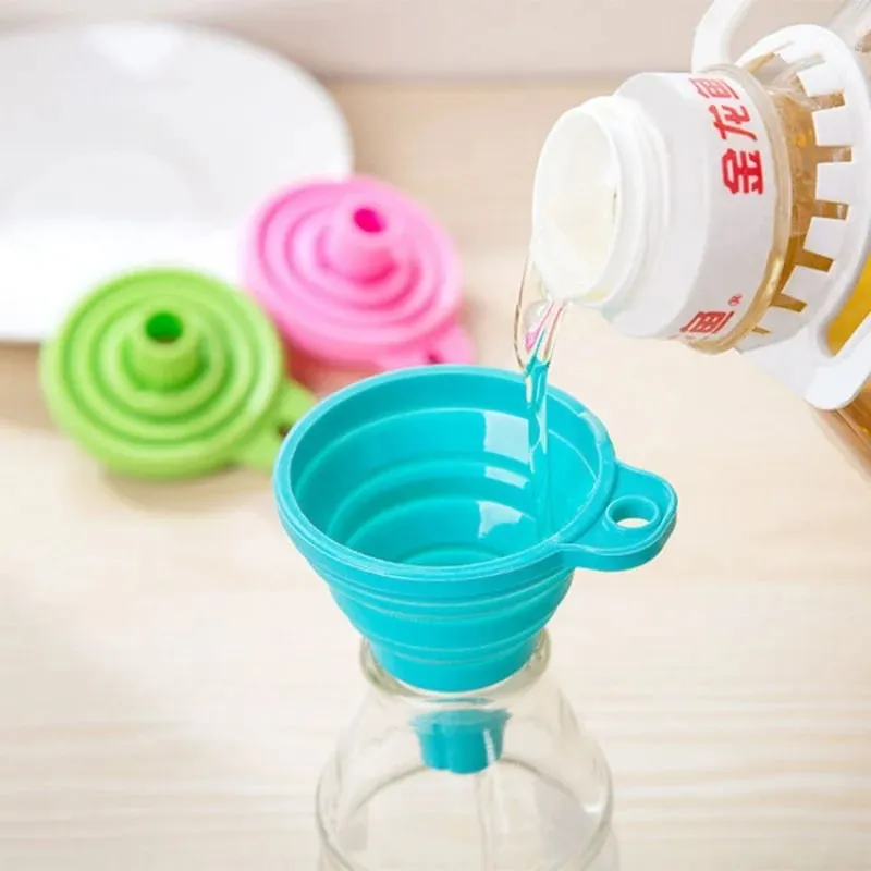 1/3/5/10 Chiếc S L Gấp Phễu Silicon Làm Đầy Chai Bếp Phễu Silicon Ốp Vật Dụng Nhà Bếp Dầu chất Độn — image 2