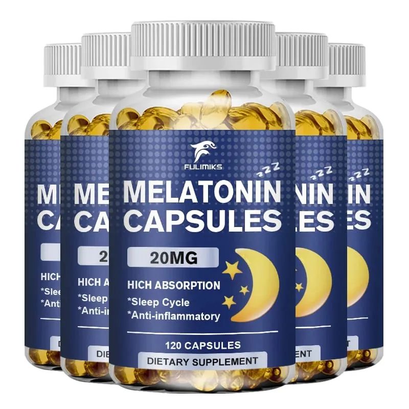 Suplemento dietético para sono de melatonina 20mg 120 cápsulas com sabor de morango contém melatonina - sono saudável — image 9