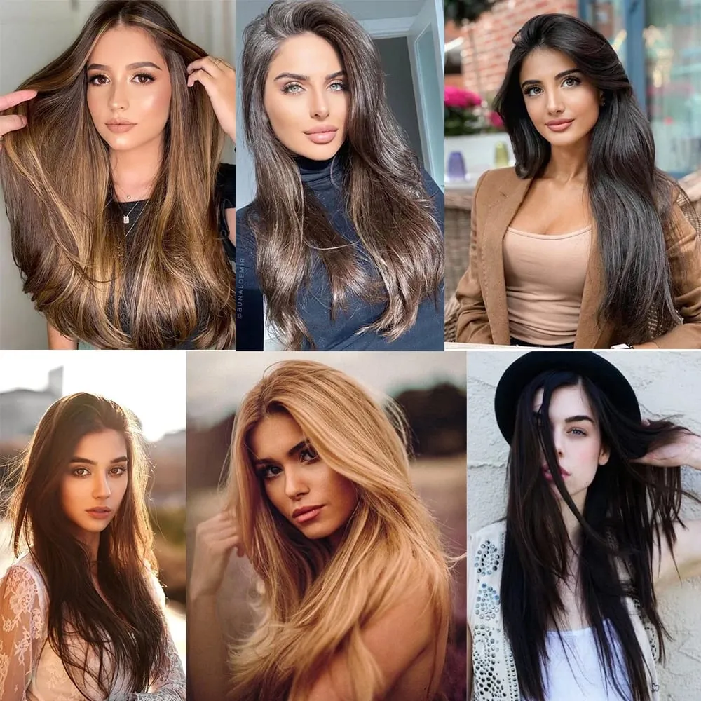7Clips Long Straight Synthetic Clip On Hair Extensions Cheveux Clip Naturel High Temperature Fiber Black Brown Hairpiece — image 6