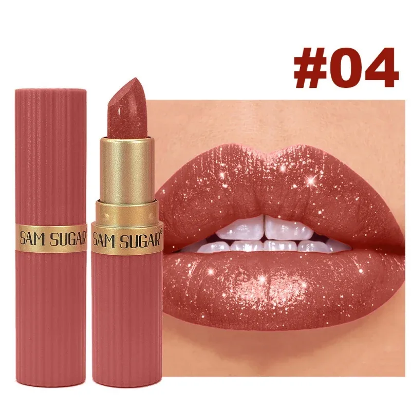 Metallic Velvet Lipstick Diamond Sparkle Pearlescent Fine Shimmer Waterproof Non Stick Cup Lip Makeup — image 10