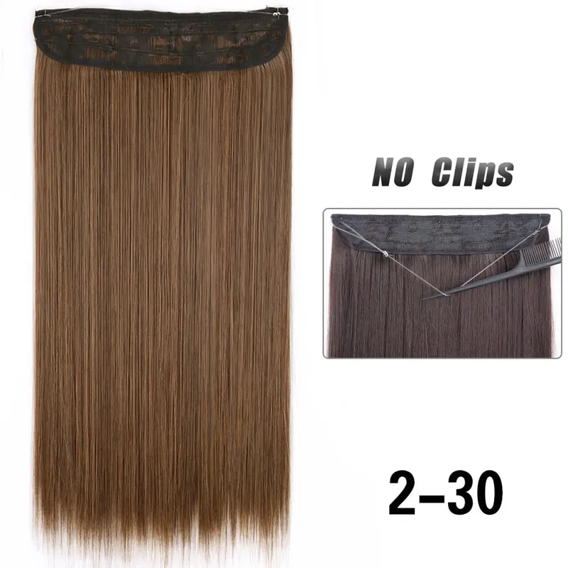 No Clips Hair Extensions Invisible Wire Long Straight Synthetic False Hair Piece 80cm Black Brown Blonde Hairstyle — image 9