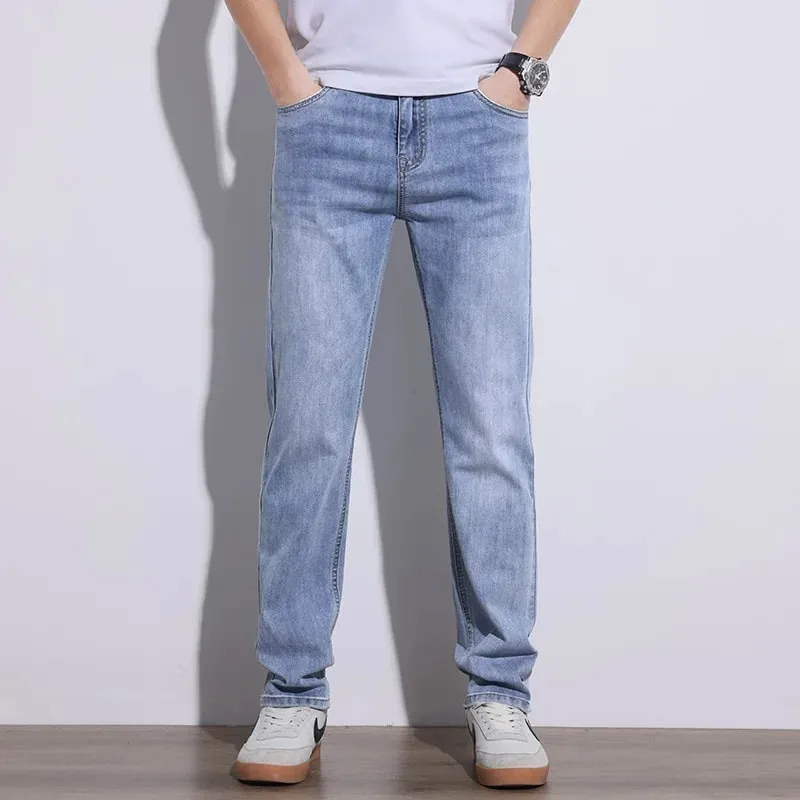Men's Jeans Stretch Slim Regular Fit Gray Light Blue Dark Blue Jeans For Men Denim Pants Causal Streetwear Mens Clothing — image 8