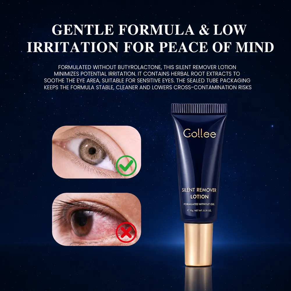 Gollee Eyelash Glue Gentle Fragrance of Flowers 3-6 Minute Unloading Adhesive Professional Remover for Lash Tools Free From GBL