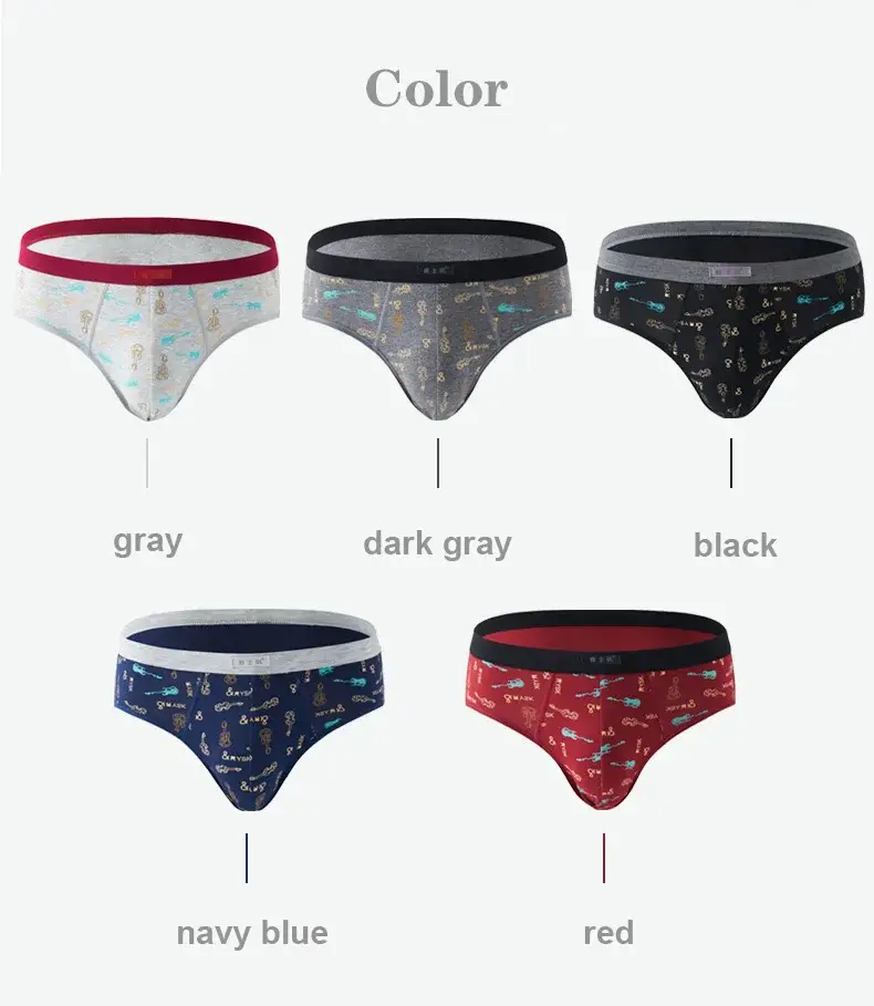 Cotton Man's Underwear Plus Size Briefs Sexy Underpants Breathable Briefs Bikini Gay Print Shorts Cueca Male Panties