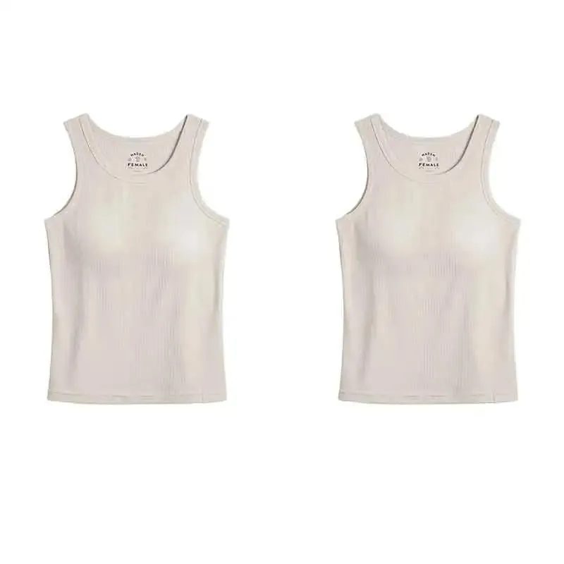 Maden Summer Sleeveless Knitted Tank Tops for Women Solid Color Casual Sports Vest Slim Fit Female Outer Wear Tops