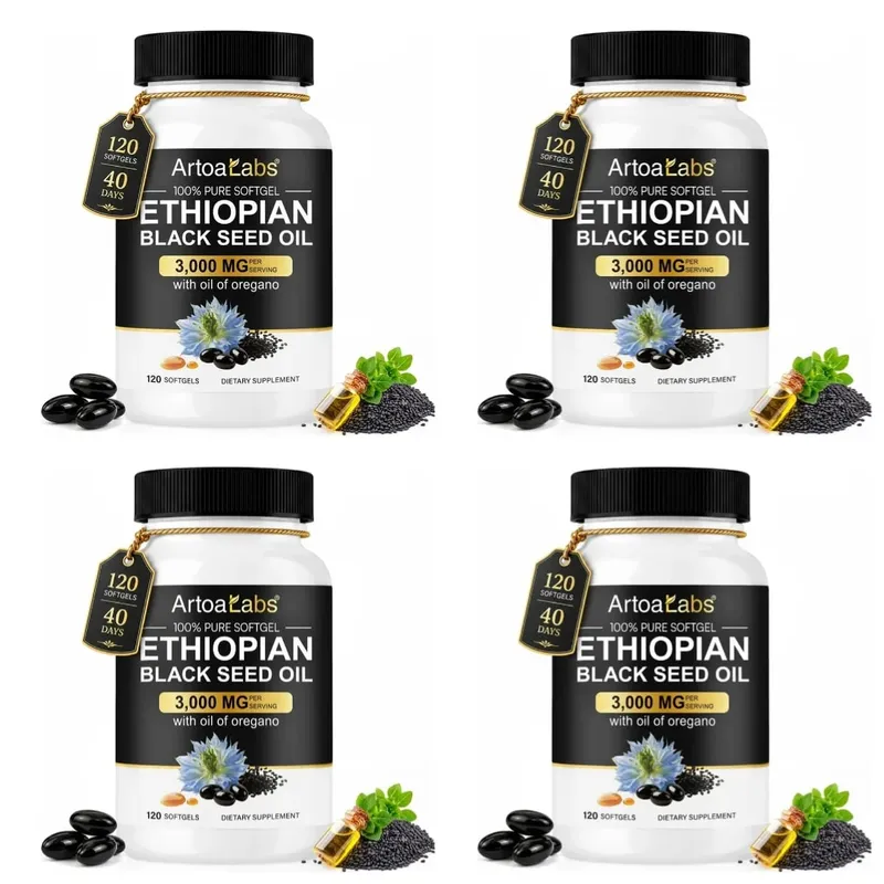 Gélules d'huile de graines noires éthiopiennes 3000 mg avec 100 mg d'extrait d'origan pour le soutien immunitaire digestif et la vitalité quotidienne 120 unités — image 11